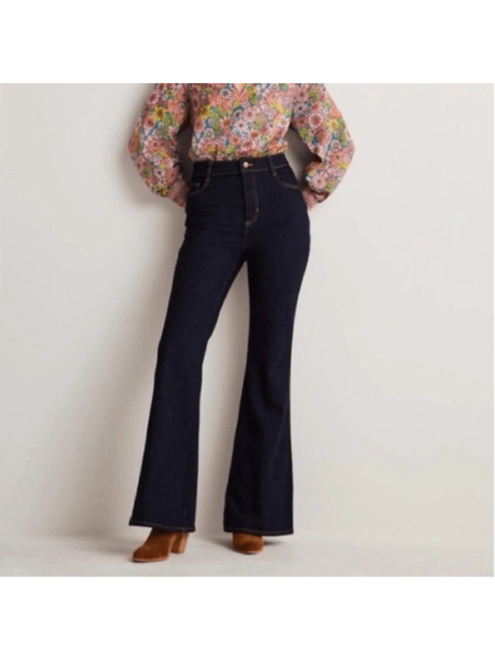 Boden Jeans Dark Wash Denim Button Fly Kick Flare High Rise Sz 10R Casual